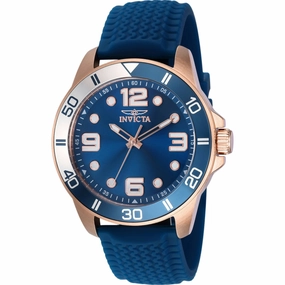 Invicta Men's Watch - Pro Diver Rose Gold Case Blue Silicone Strap Quartz | 40032