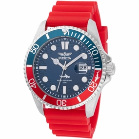 Invicta Men's Watch - Pro Diver Rotating Bezel Blue Dial Red Silicone Strap | 47164
