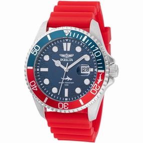 Invicta Men's Watch - Pro Diver Rotating Bezel Blue Dial Red Silicone Strap | 47164