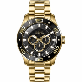 Invicta Men's Watch - Pro Diver Scuba Black Dial Yellow Gold Bracelet Quartz | 45758