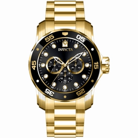 Invicta Men's Watch - Pro Diver Scuba Quartz Black Dial Yellow Gold Bracelet | 45726