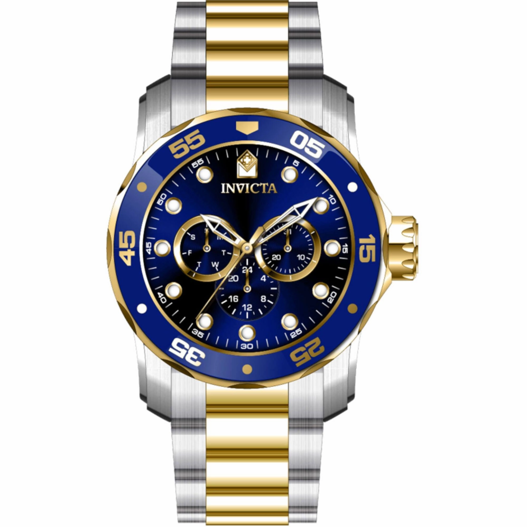 Invicta Men's Watch - Pro Diver Scuba Quartz Gold and Blue Bezel Bracelet | 45724