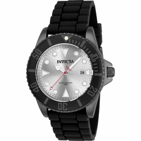 Invicta Men's Watch - Pro Diver Silver Tone Dial Gunmetal Case Black Strap | 90307