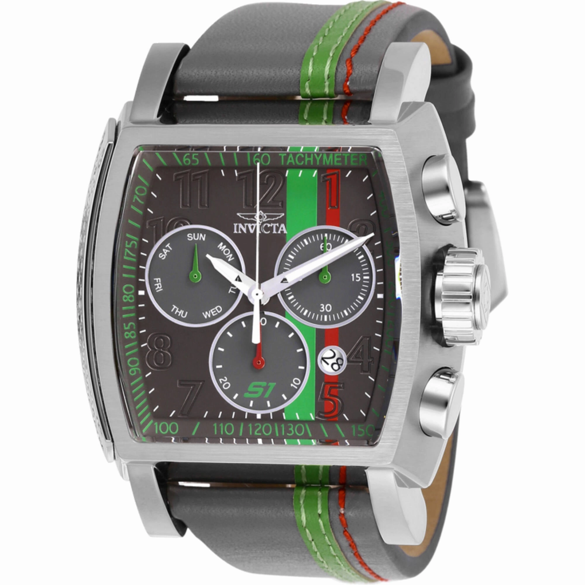 Invicta Men's Watch - S1 Rally Race Team Gunmetal, Green and Red Dial Strap | 26395