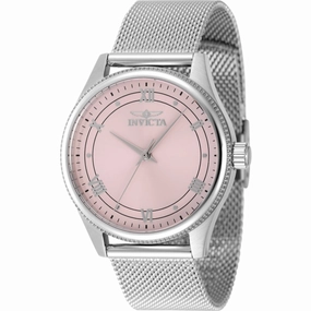Invicta Women's Watch - Celestial Quartz Pink Dial Silver Steel Mesh Bracelet | 48489