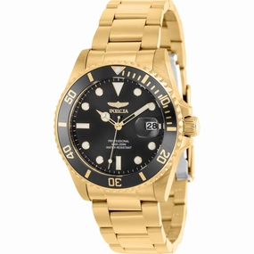 Invicta Women's Watch - Pro Diver Black Dial Yellow Gold Steel Bracelet Dive | 37154