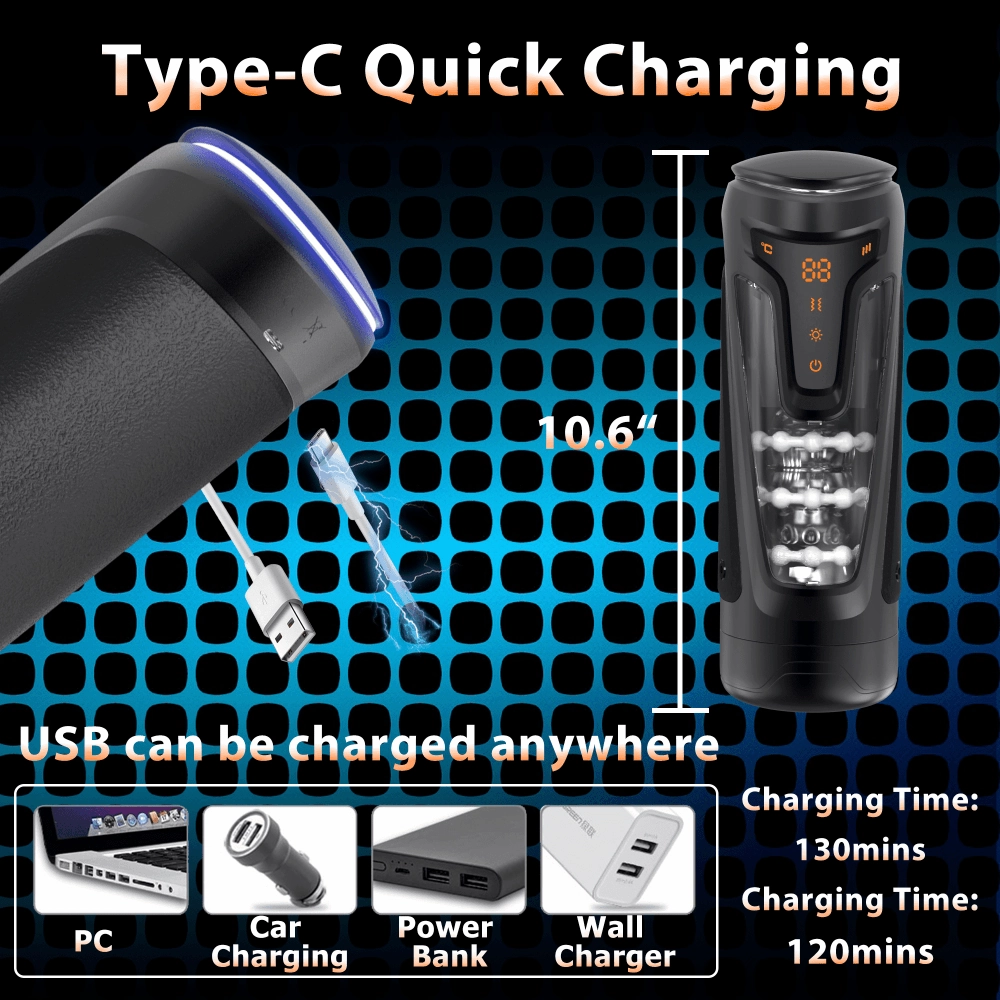 Male Masturbators Cup with 9 Vibrating & 8 Thrusting & 2 Heating Modes