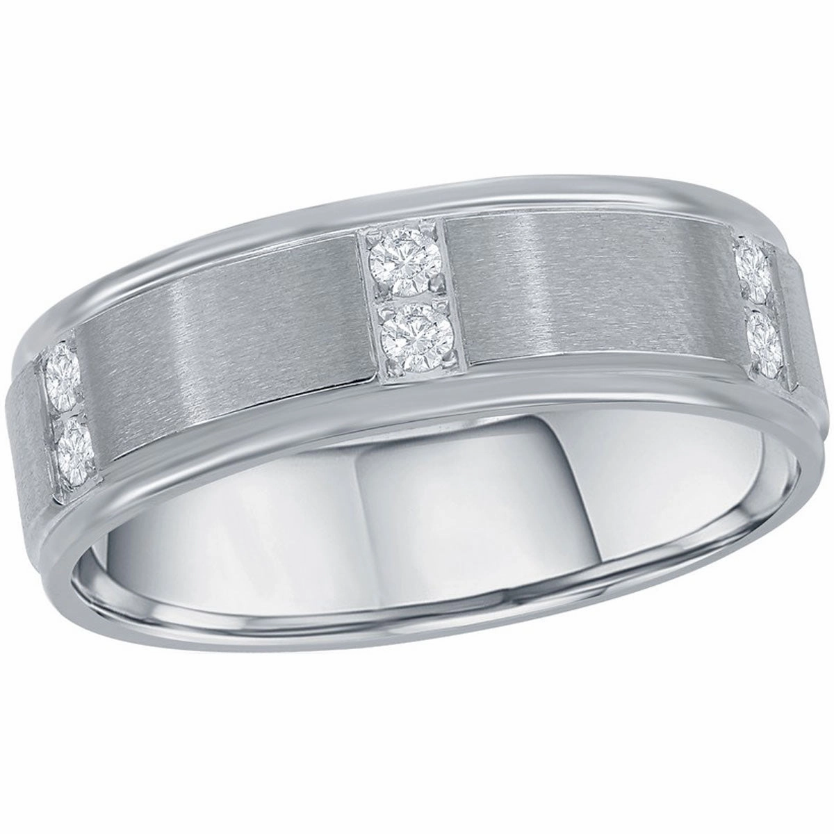 Men's Ring - Stainless Steel Brushed and Polished CZ, Size 9 | SW-2100-9