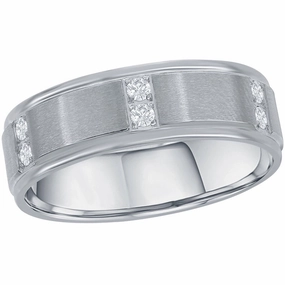 Men's Ring - Stainless Steel Brushed and Polished CZ, Size 9 | SW-2100-9