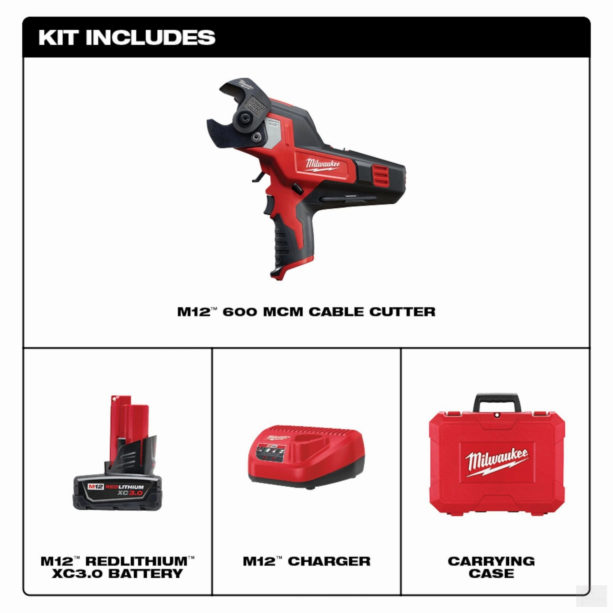 Milwaukee M12™ 600 MCM Cable Cutter Kit (2472-21XC)