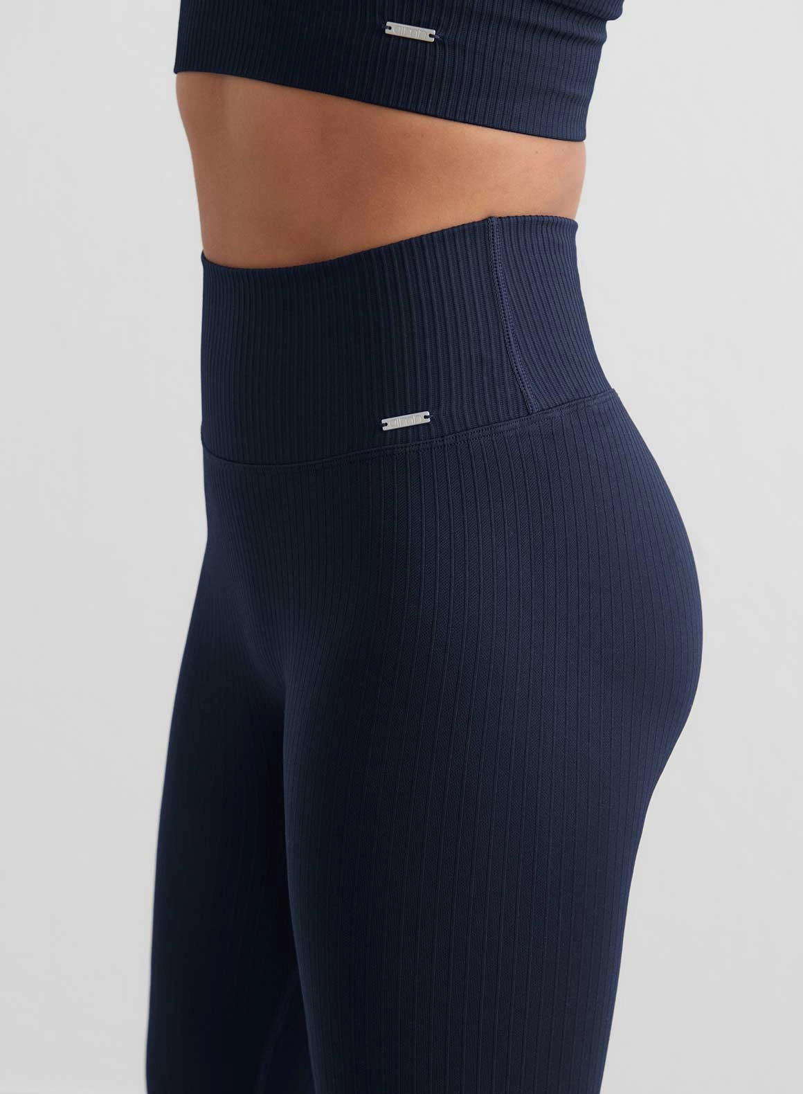 Navy Ribbed Seamless Tights