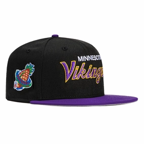 New Era 59Fifty Minnesota Vikings 1998 Pro Bowl Patch Script Hat - Black, Purple