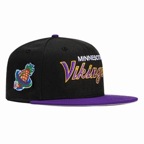 New Era 59Fifty Minnesota Vikings 1998 Pro Bowl Patch Script Hat - Black, Purple