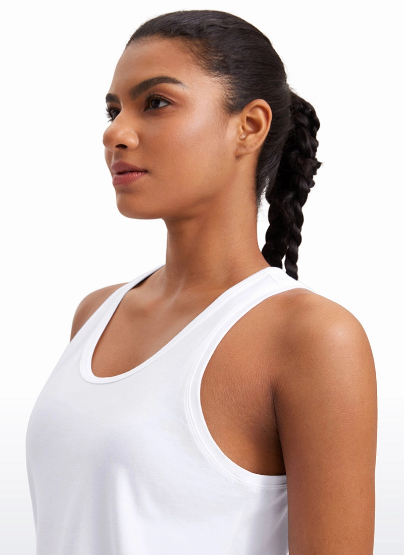 Pima Cotton Scoop Neck Workout Sleeveless Tank Tops