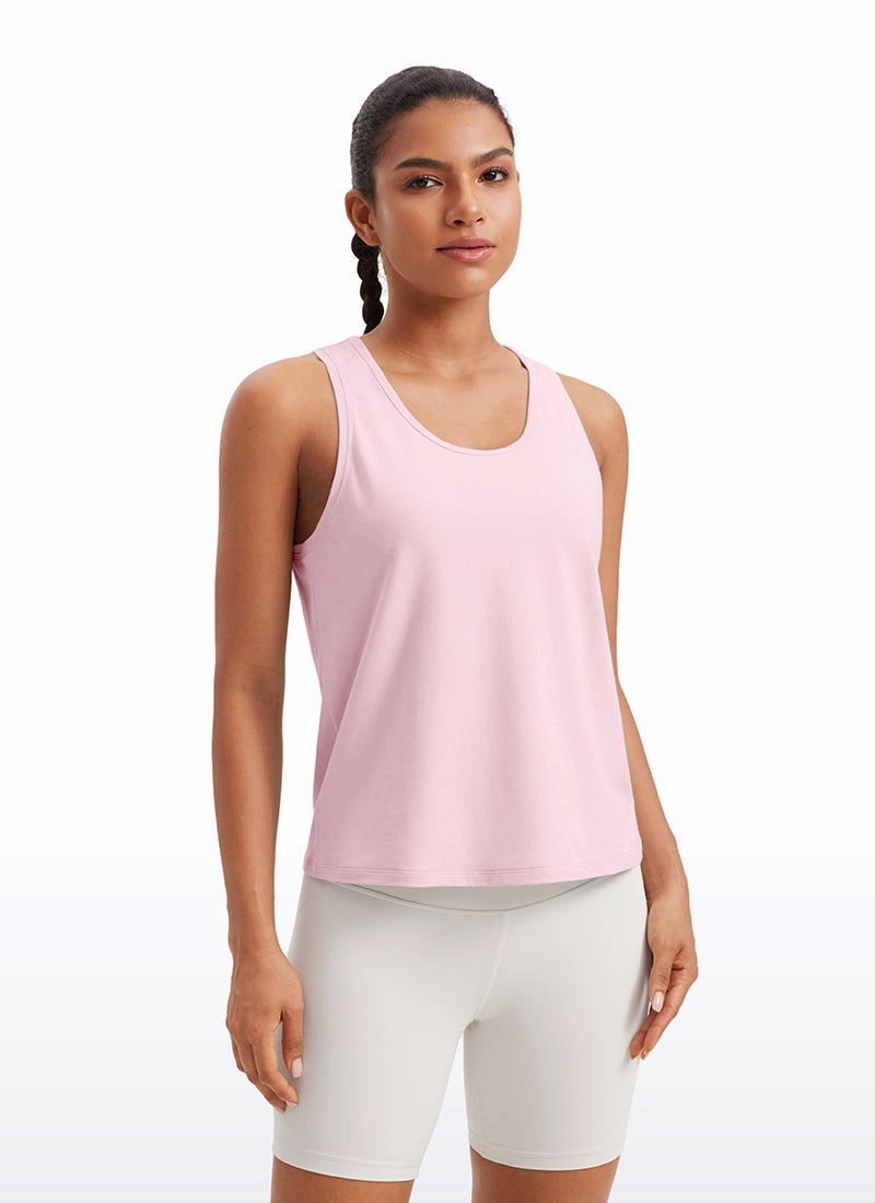 Pima Cotton Scoop Neck Workout Sleeveless Tank Tops