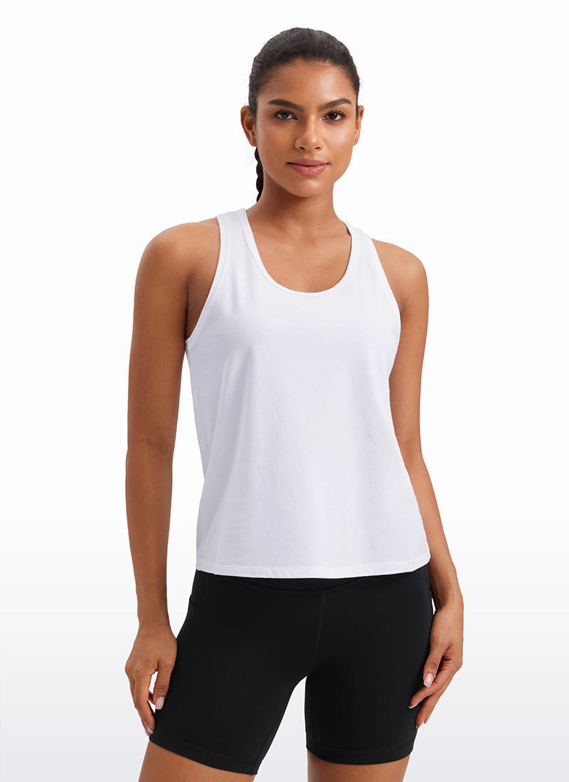 Pima Cotton Scoop Neck Workout Sleeveless Tank Tops