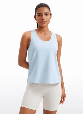 Pima Cotton Scoop Neck Workout Sleeveless Tank Tops