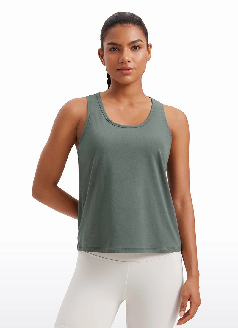 Pima Cotton Scoop Neck Workout Sleeveless Tank Tops