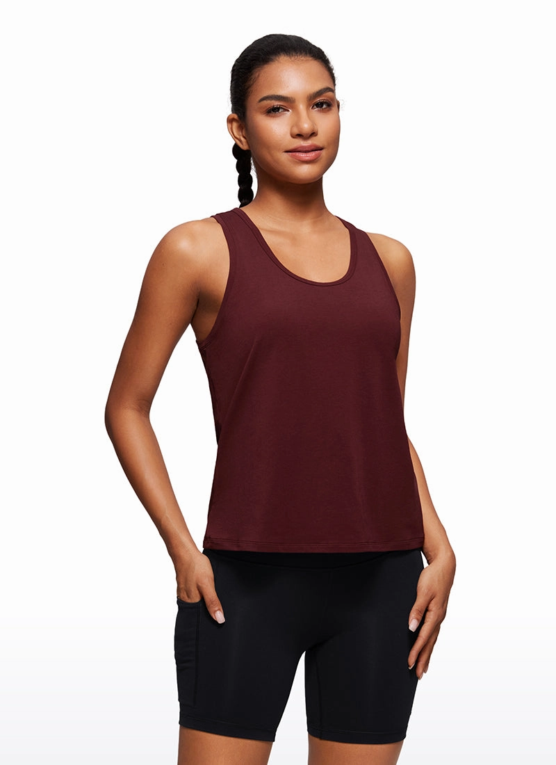 Pima Cotton Scoop Neck Workout Sleeveless Tank Tops