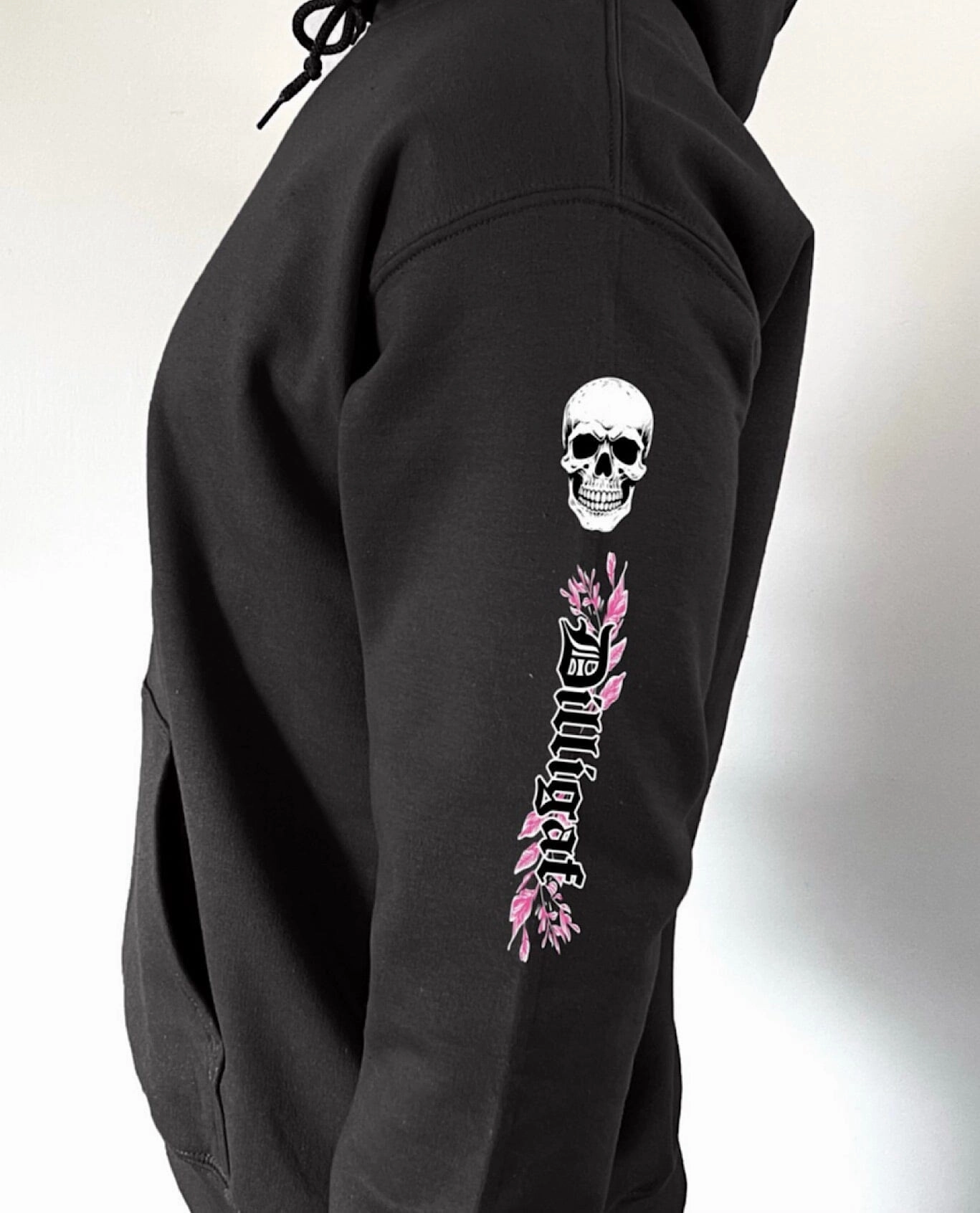 Pink Vine Skull Pullover Hoodie