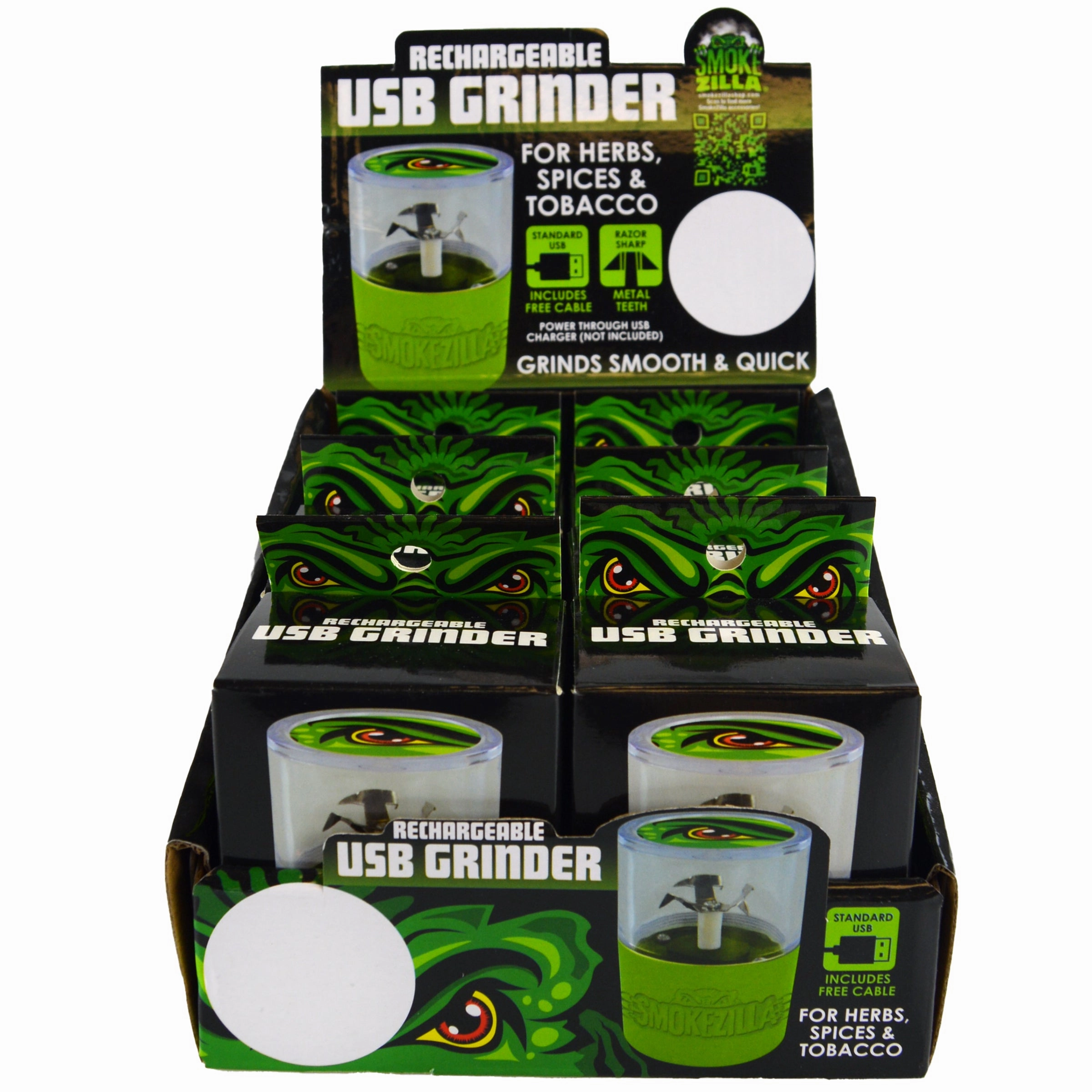 Plastic 5 Piece USB Grinder - 6 Pieces Per Retail Ready Display 22928