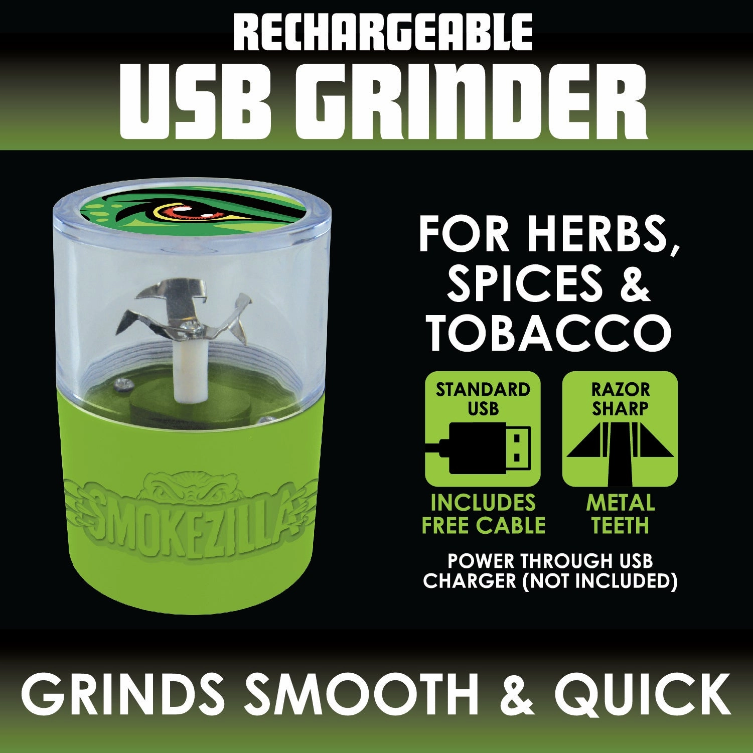 Plastic 5 Piece USB Grinder - 6 Pieces Per Retail Ready Display 22928