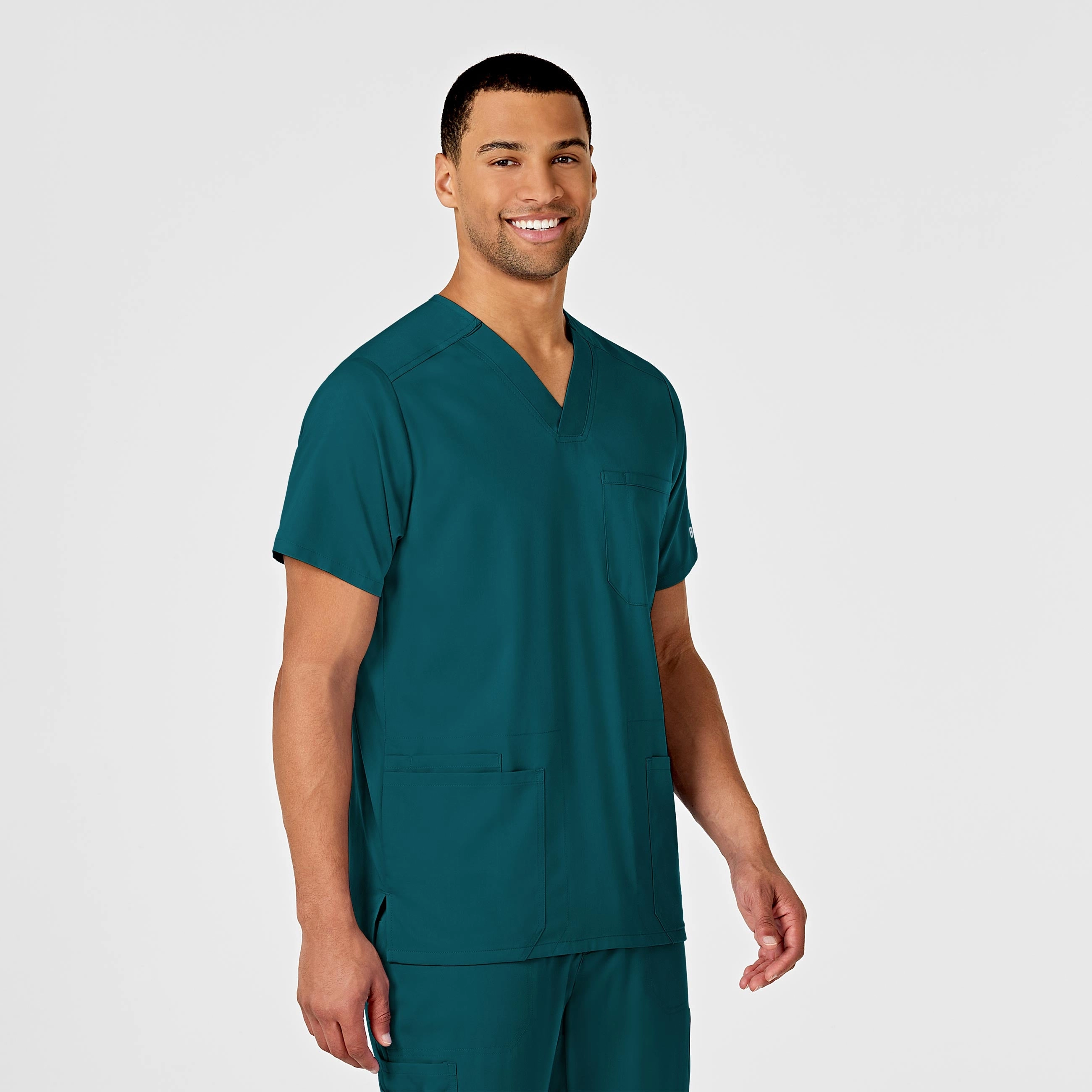 PRO Men's Multi-Pocket V-Neck Scrub Top - Caribbean