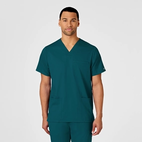 PRO Men's Multi-Pocket V-Neck Scrub Top - Caribbean