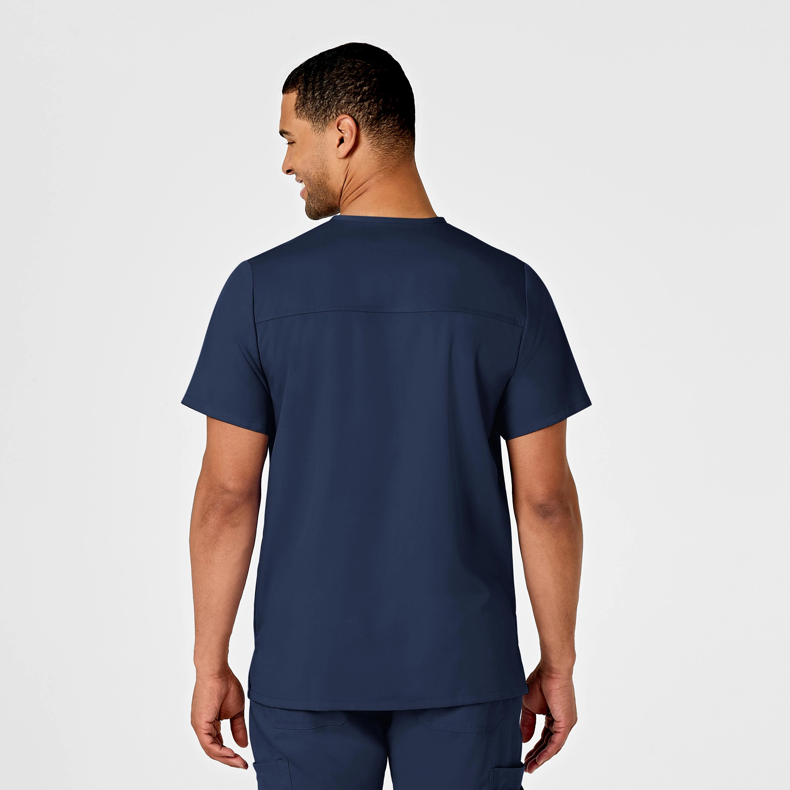 PRO Men's Multi-Pocket V-Neck Scrub Top - Navy