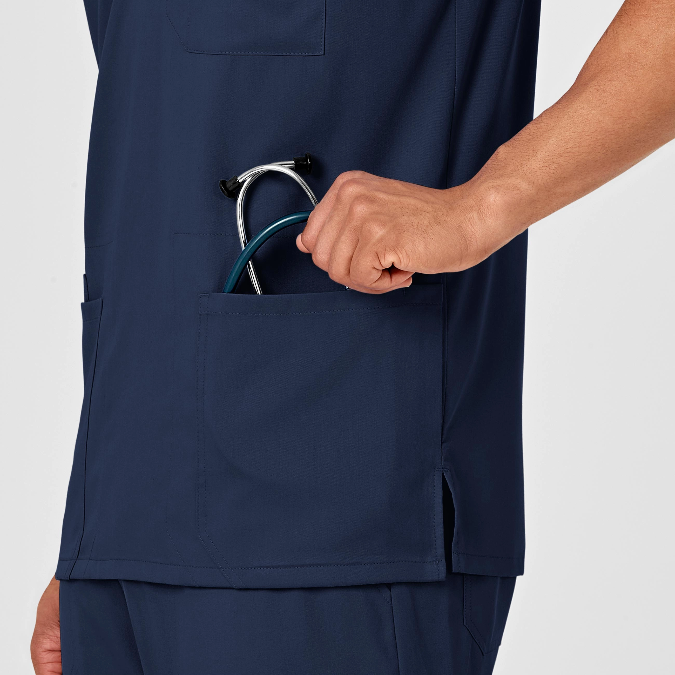 PRO Men's Multi-Pocket V-Neck Scrub Top - Navy