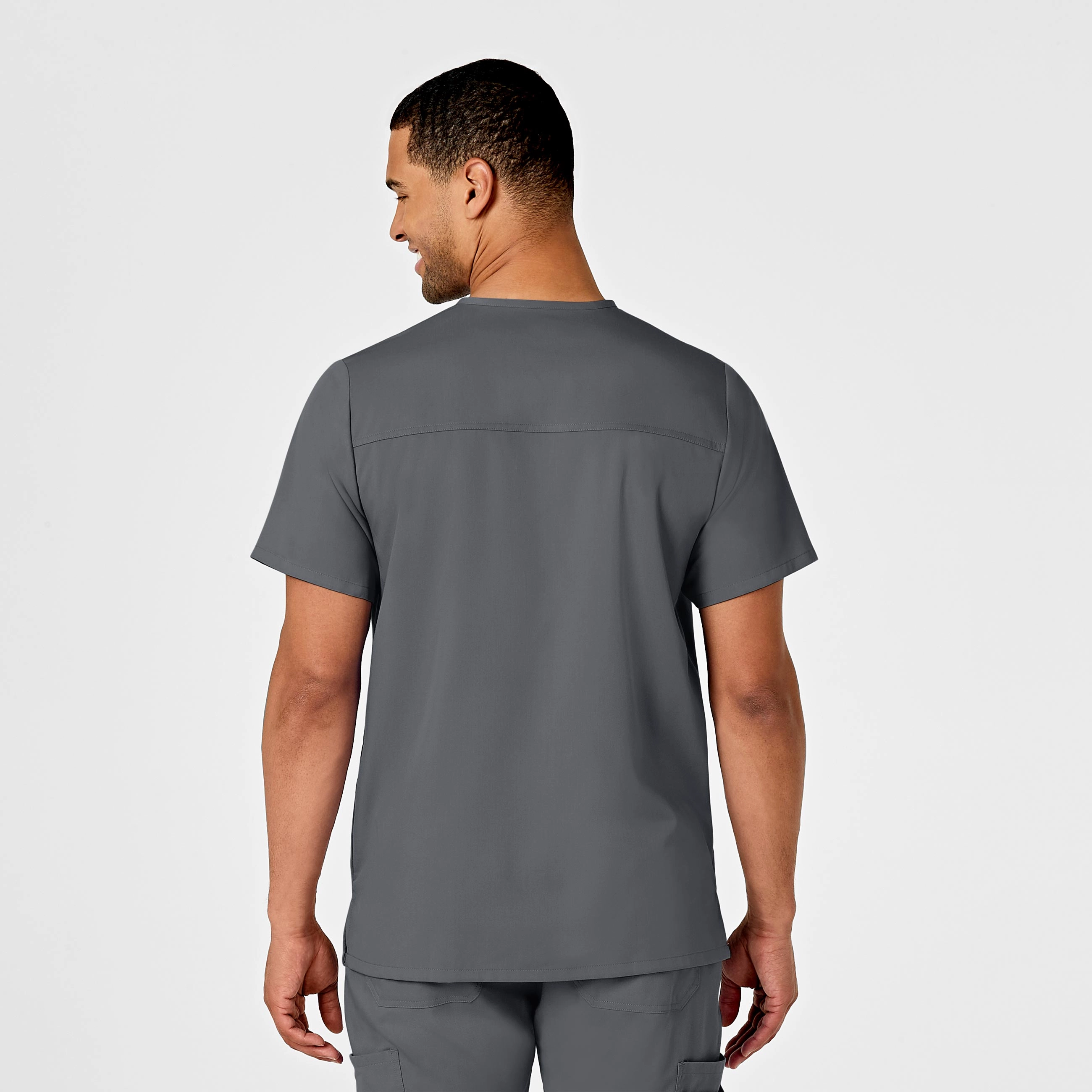 PRO Men's Multi-Pocket V-Neck Scrub Top - Pewter