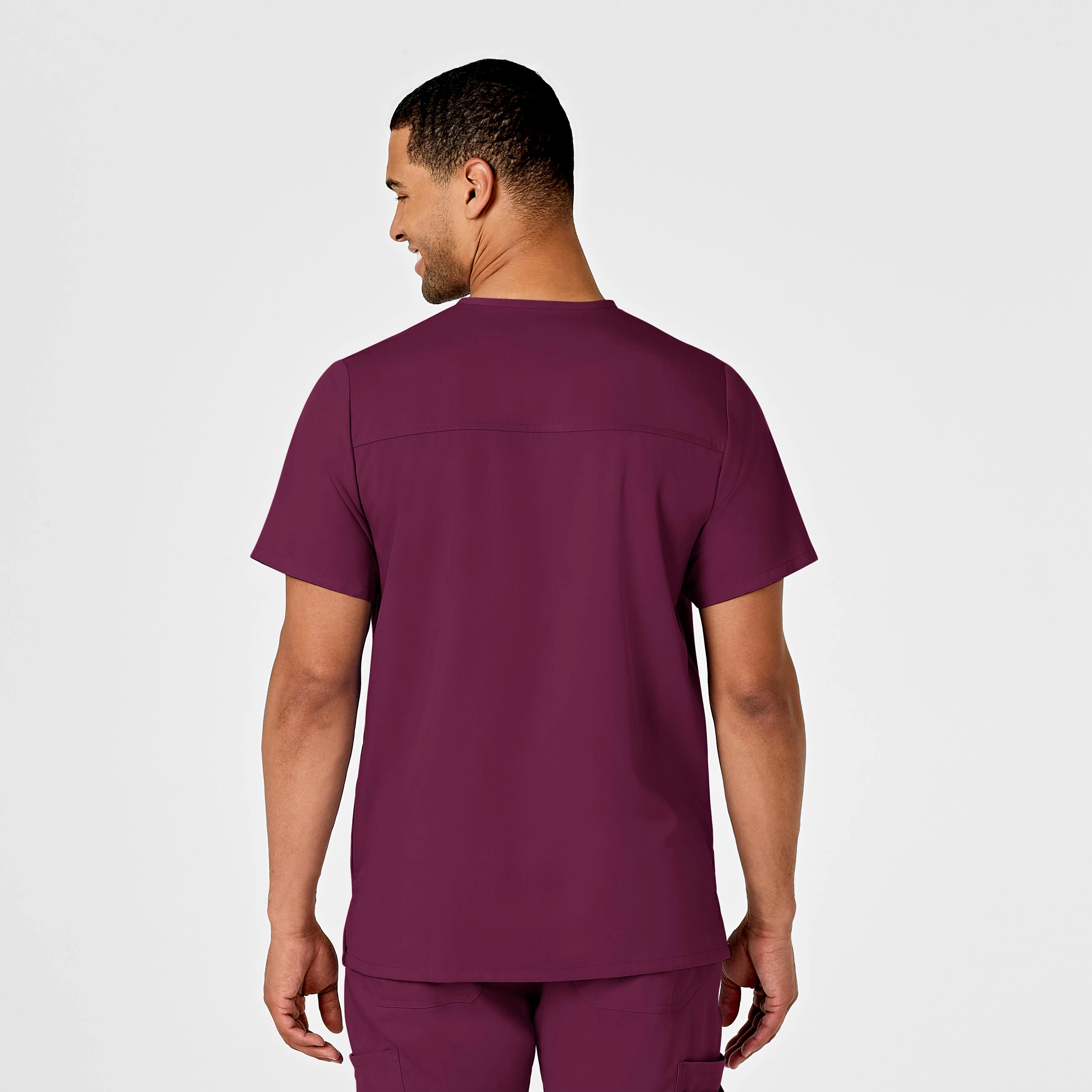 PRO Men's Multi-Pocket V-Neck Scrub Top - Wine