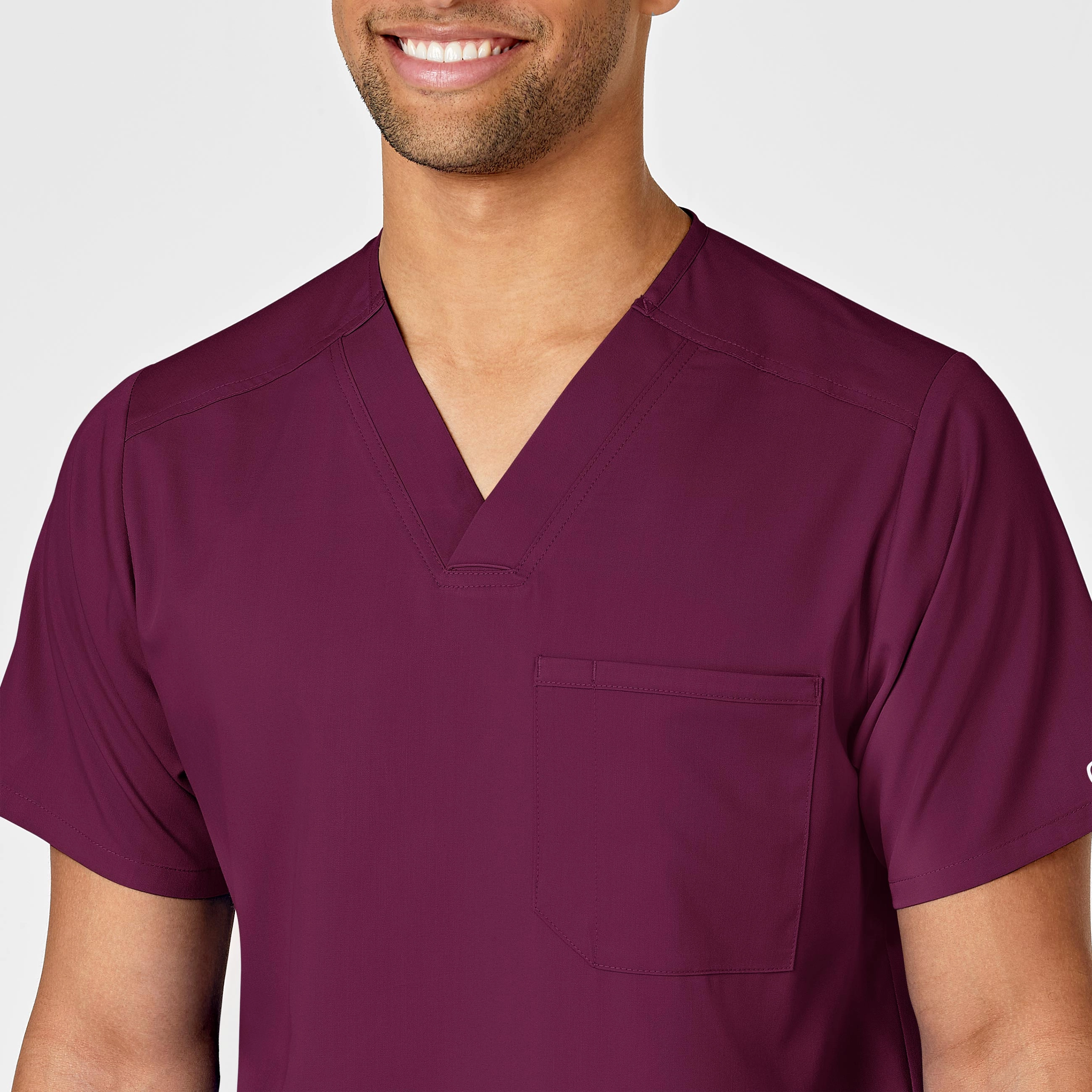 PRO Men's Multi-Pocket V-Neck Scrub Top - Wine