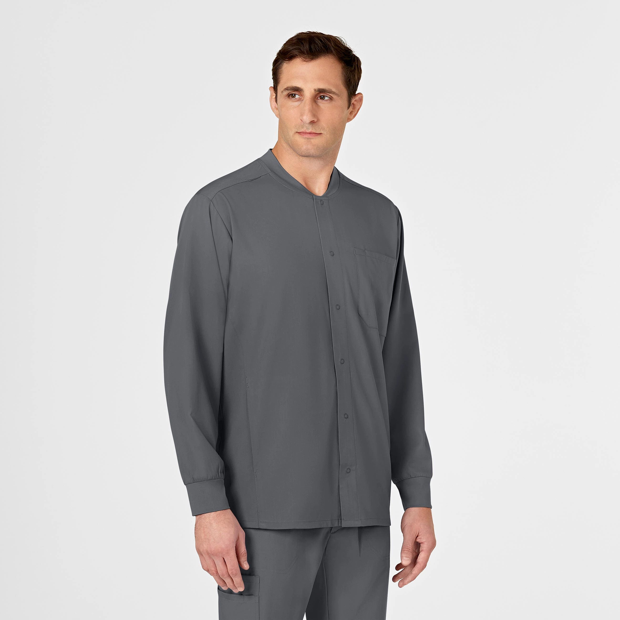 PRO Men's Snap Front Scrub Jacket - Pewter
