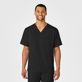 PRO Men's V-Neck Scrub Top - Black