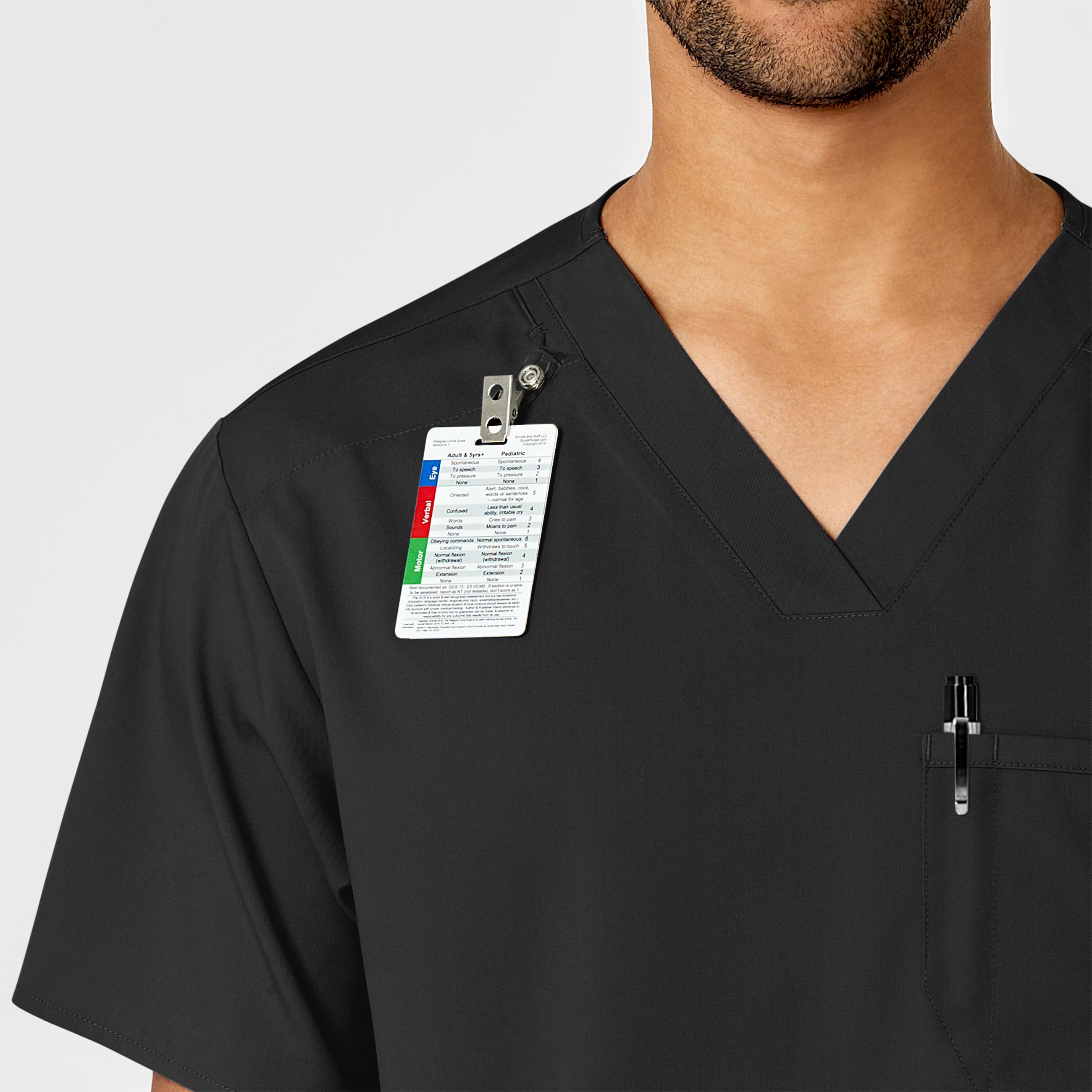 PRO Men's V-Neck Scrub Top - Black