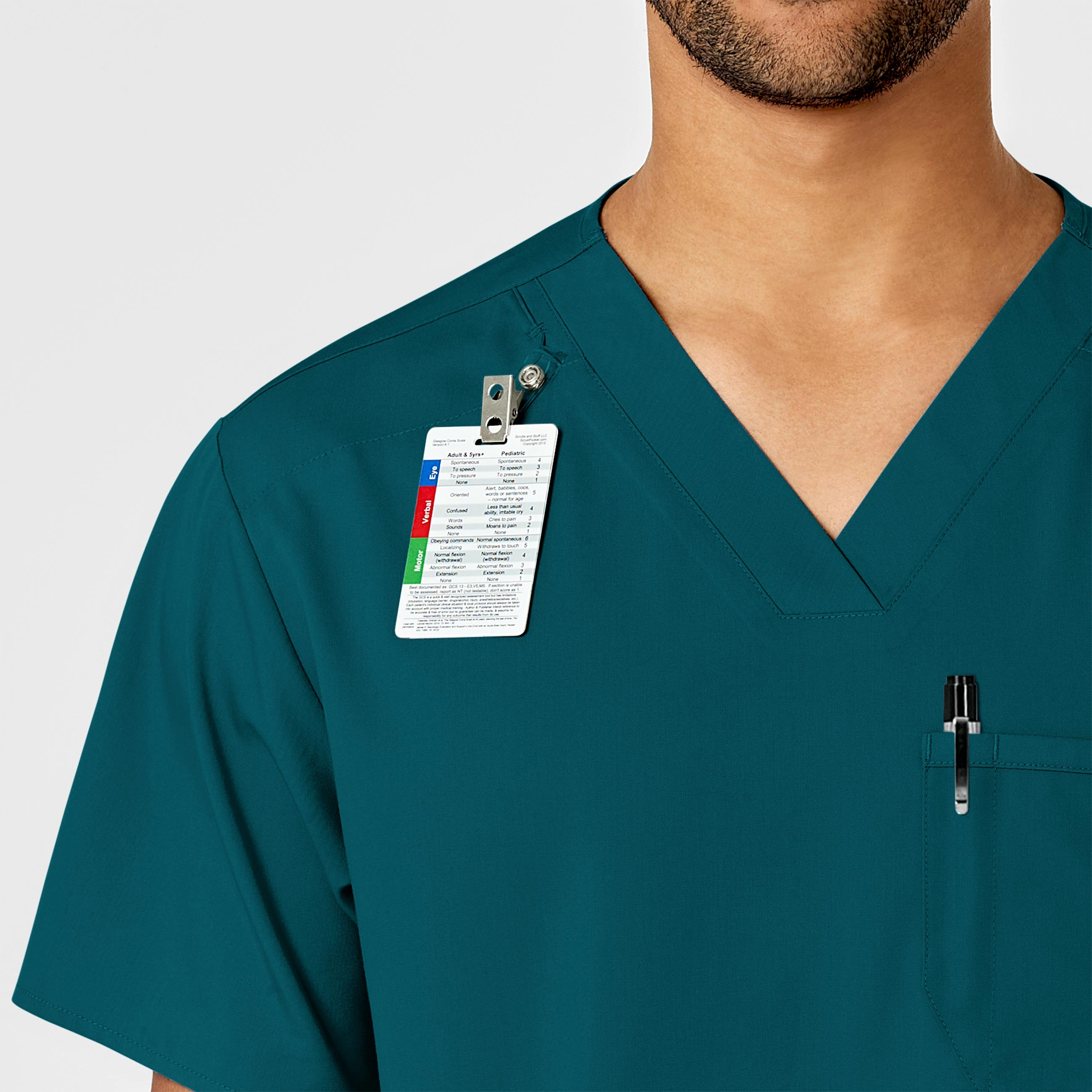 PRO Men's V-Neck Scrub Top - Caribbean