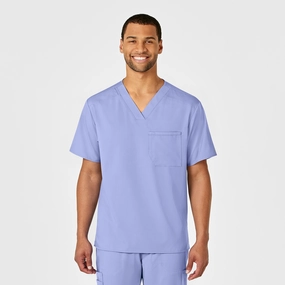 PRO Men's V-Neck Scrub Top - Ceil Blue