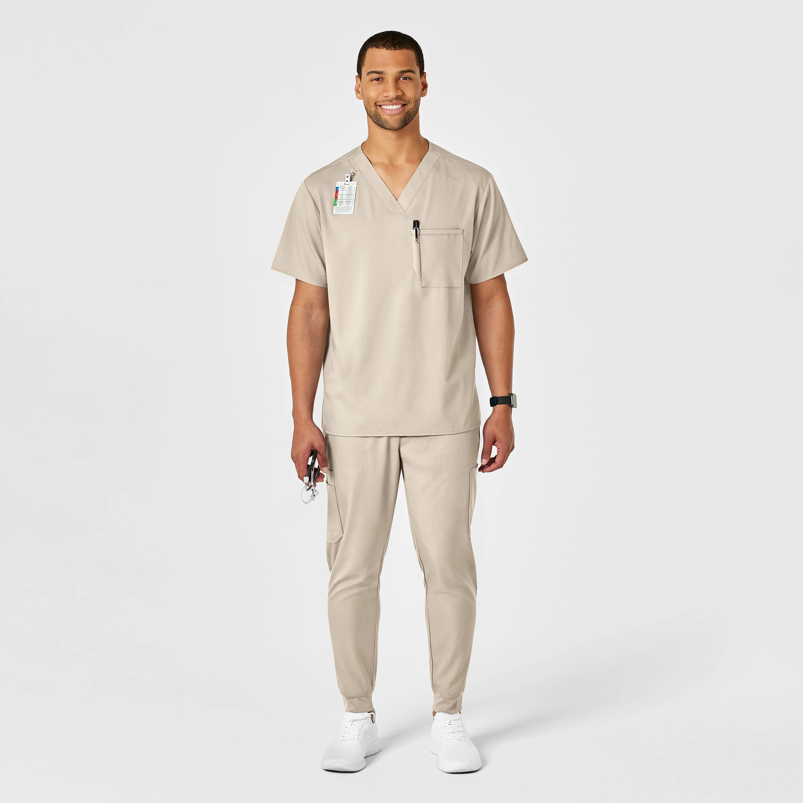 PRO Men's V-Neck Scrub Top - Khaki