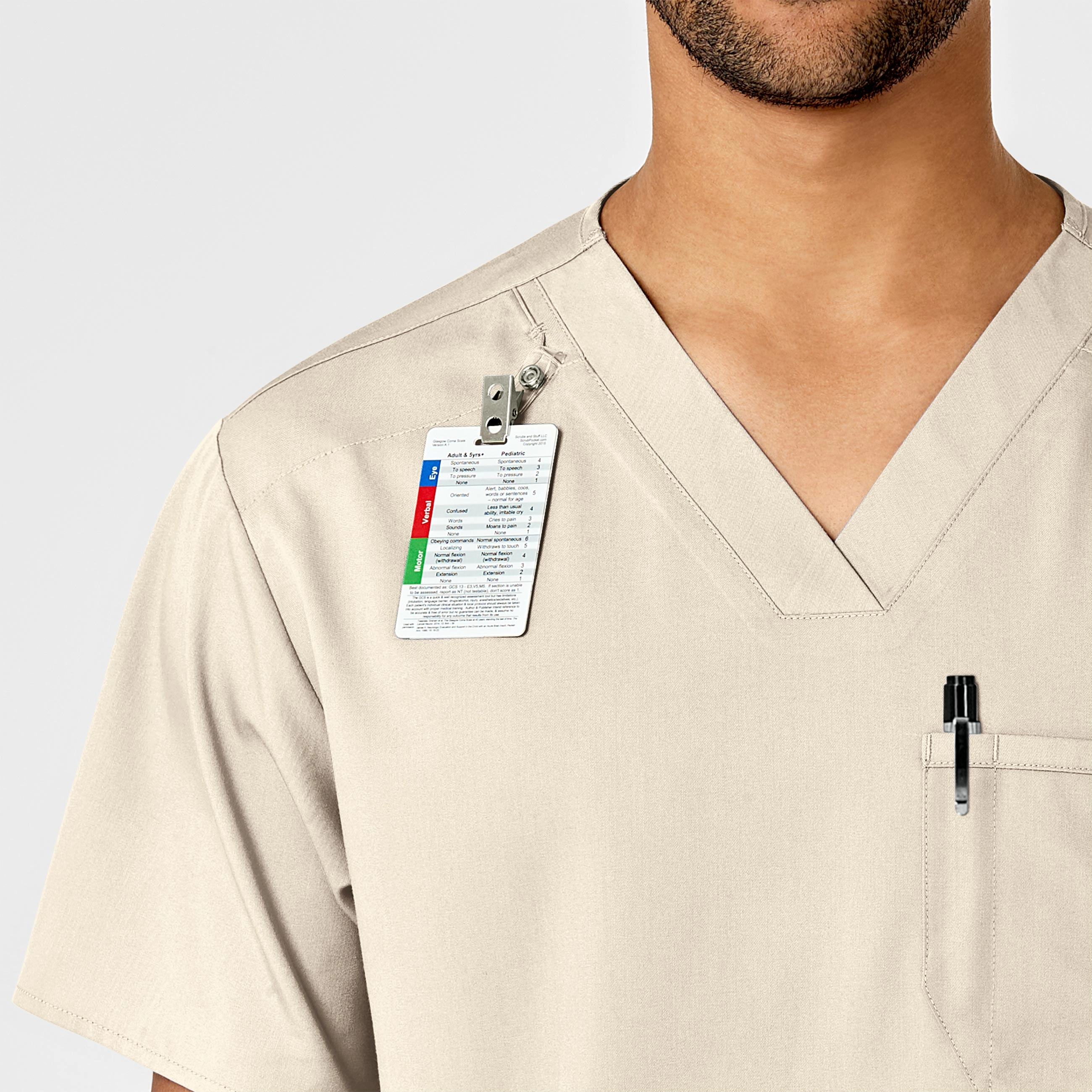 PRO Men's V-Neck Scrub Top - Khaki