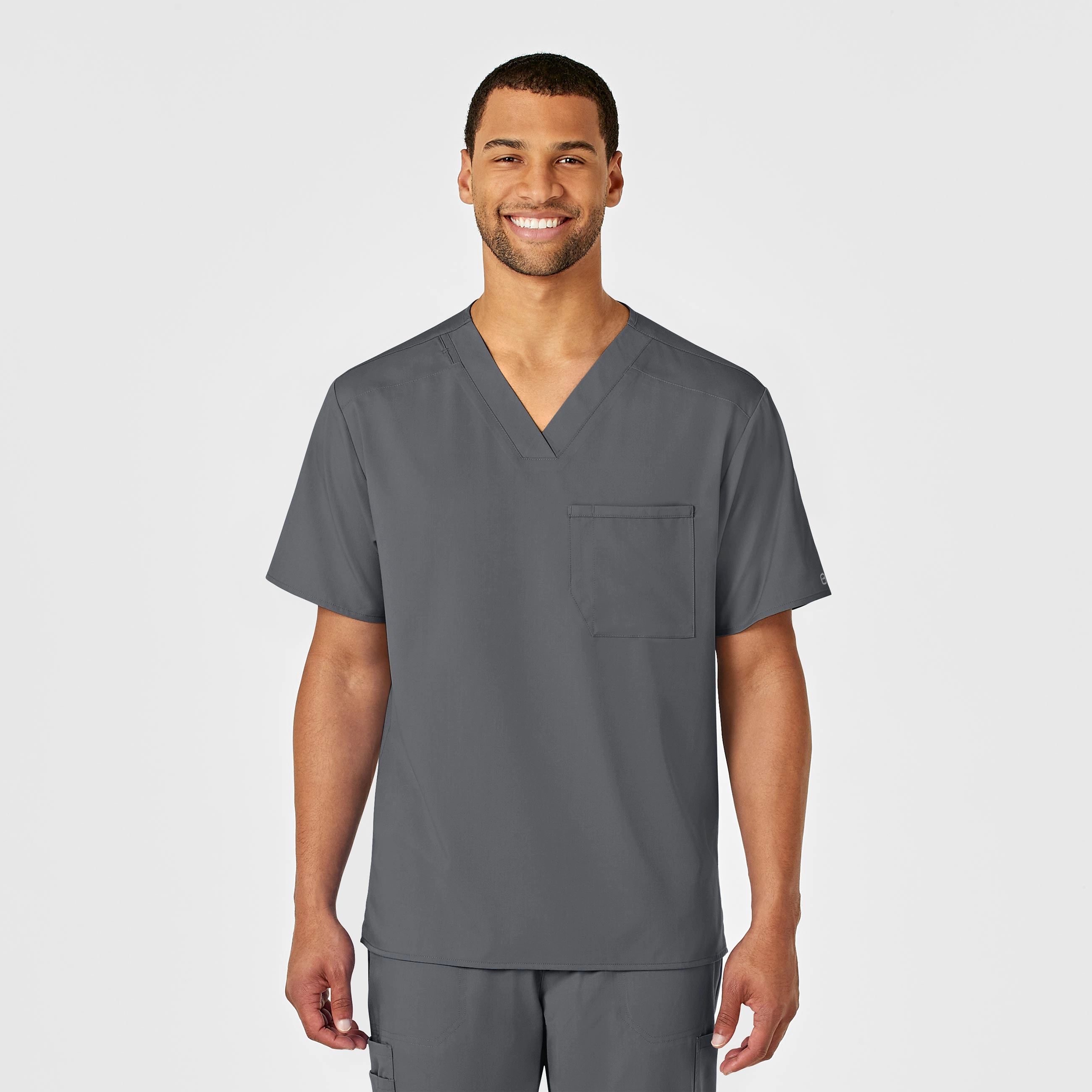 PRO Men's V-Neck Scrub Top - Pewter