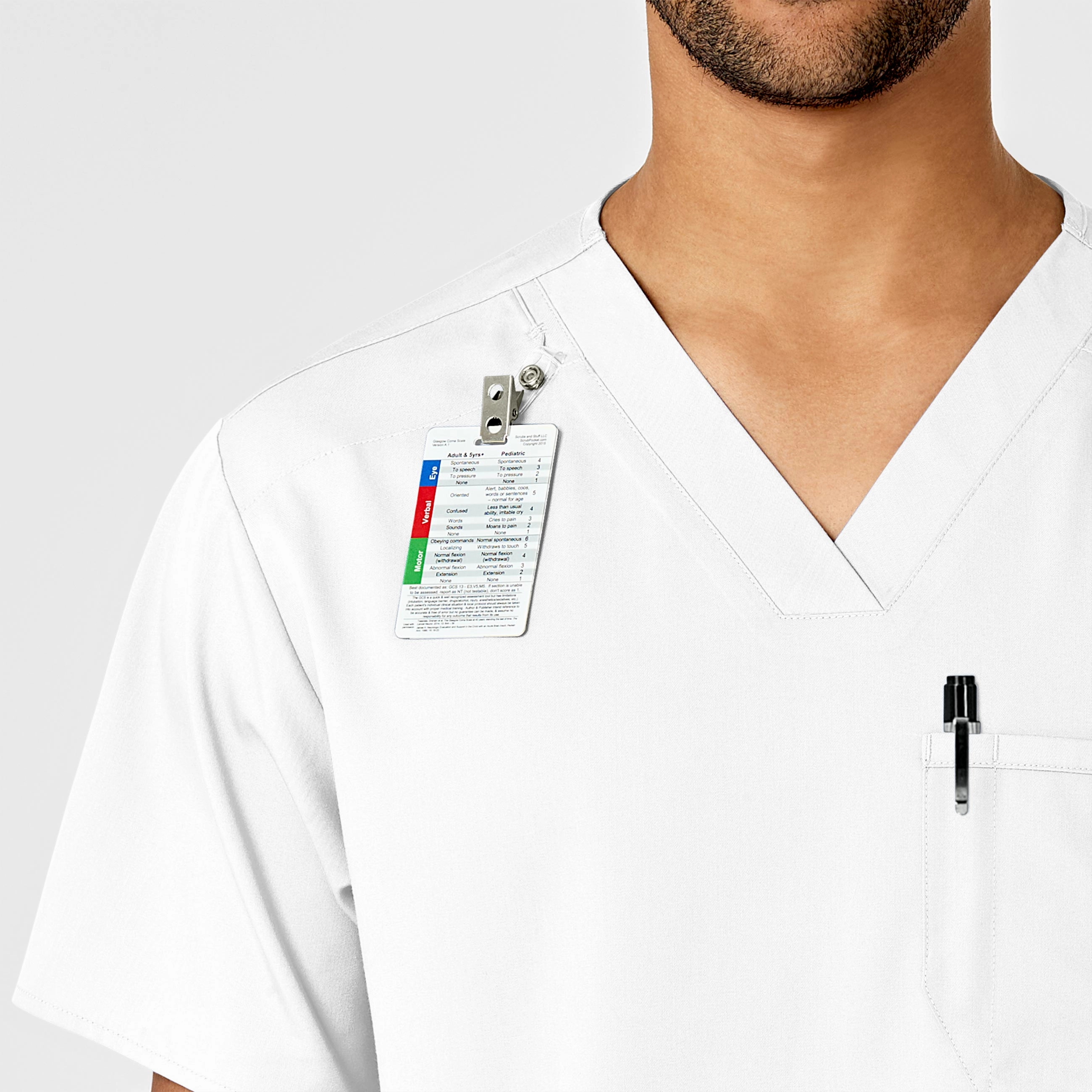 PRO Men's V-Neck Scrub Top - White