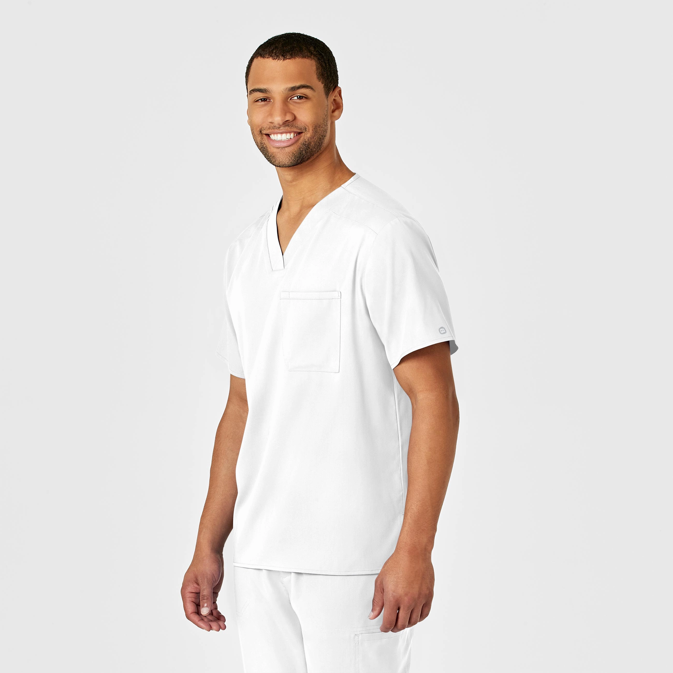 PRO Men's V-Neck Scrub Top - White