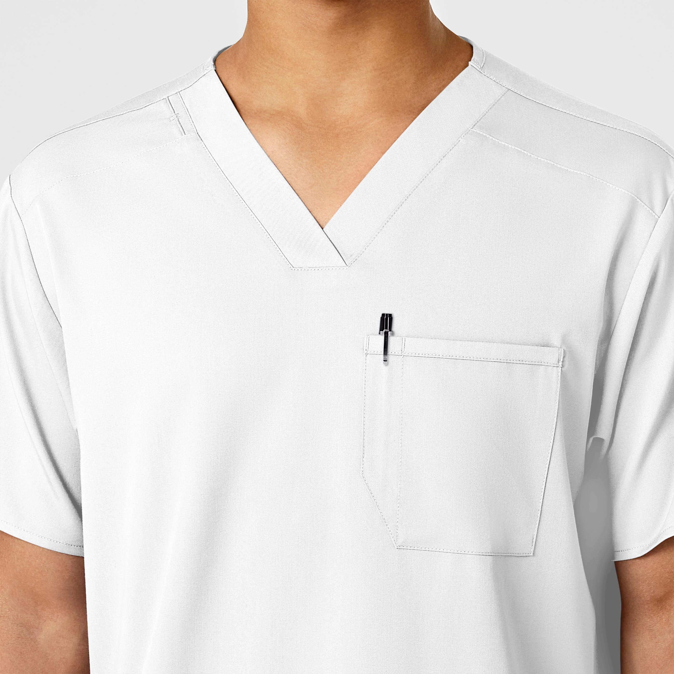 PRO Men's V-Neck Scrub Top - White