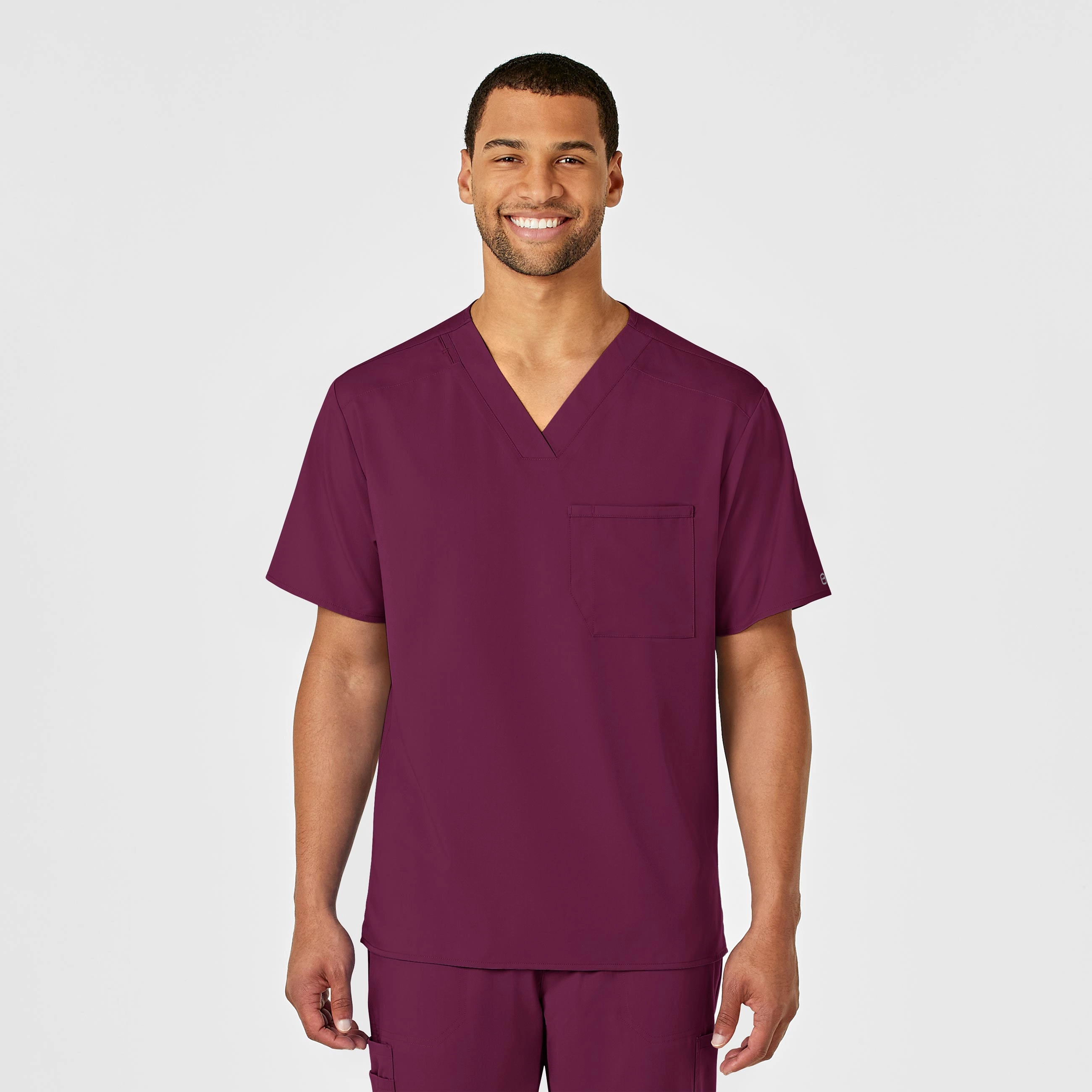 PRO Men's V-Neck Scrub Top - Wine