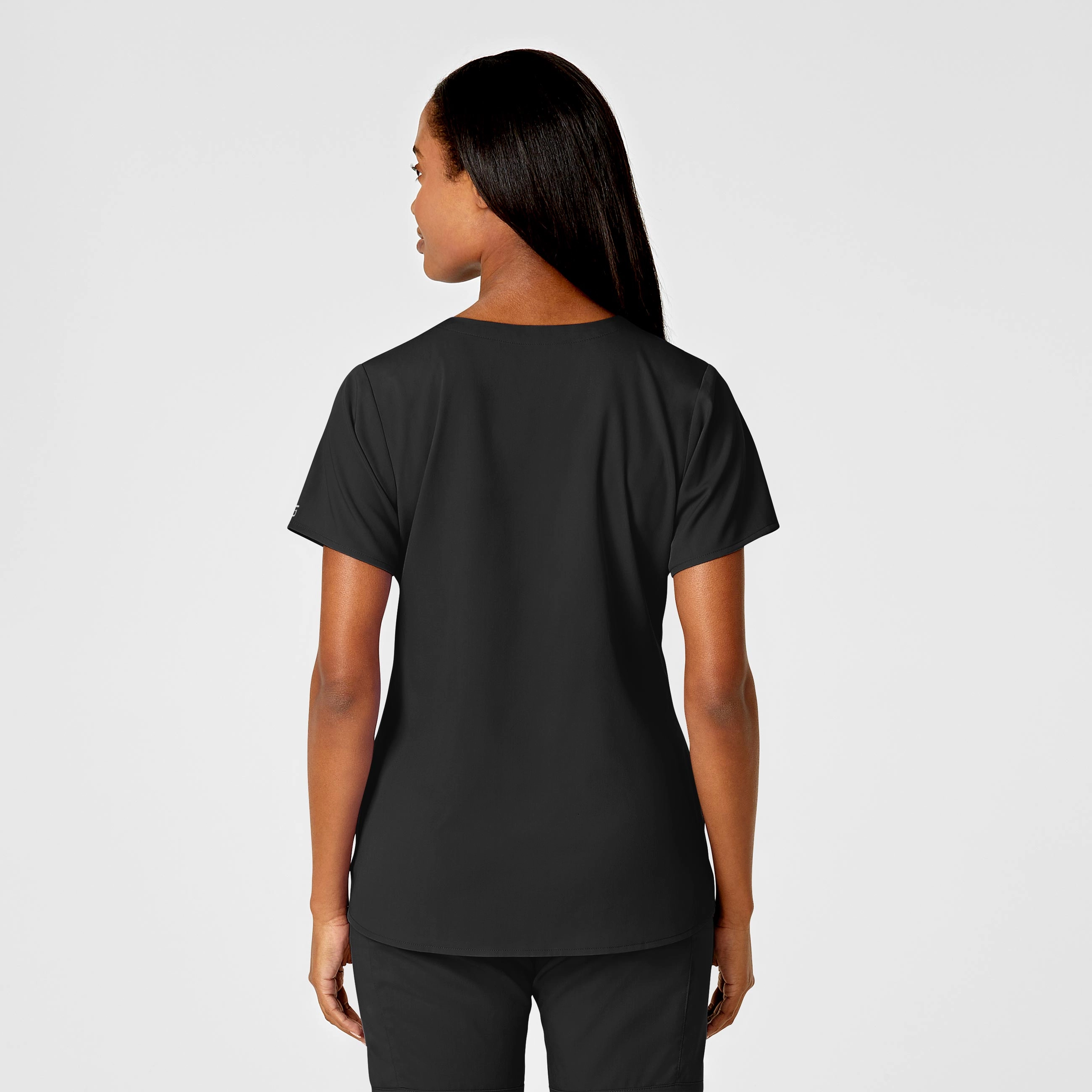 PRO Women's 4 Pocket Notch Neck Scrub Top - Black