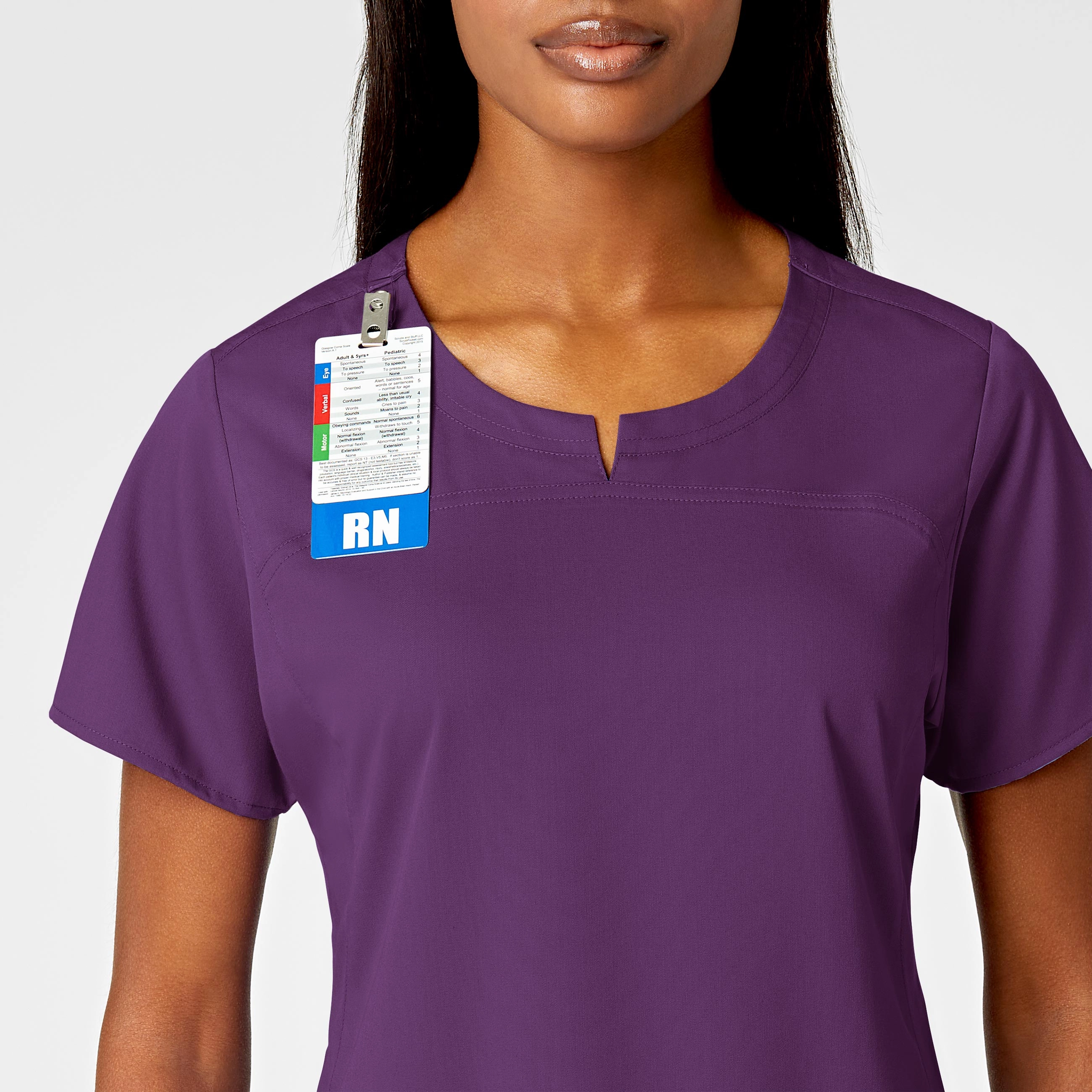 PRO Women's 4 Pocket Notch Neck Scrub Top - Eggplant