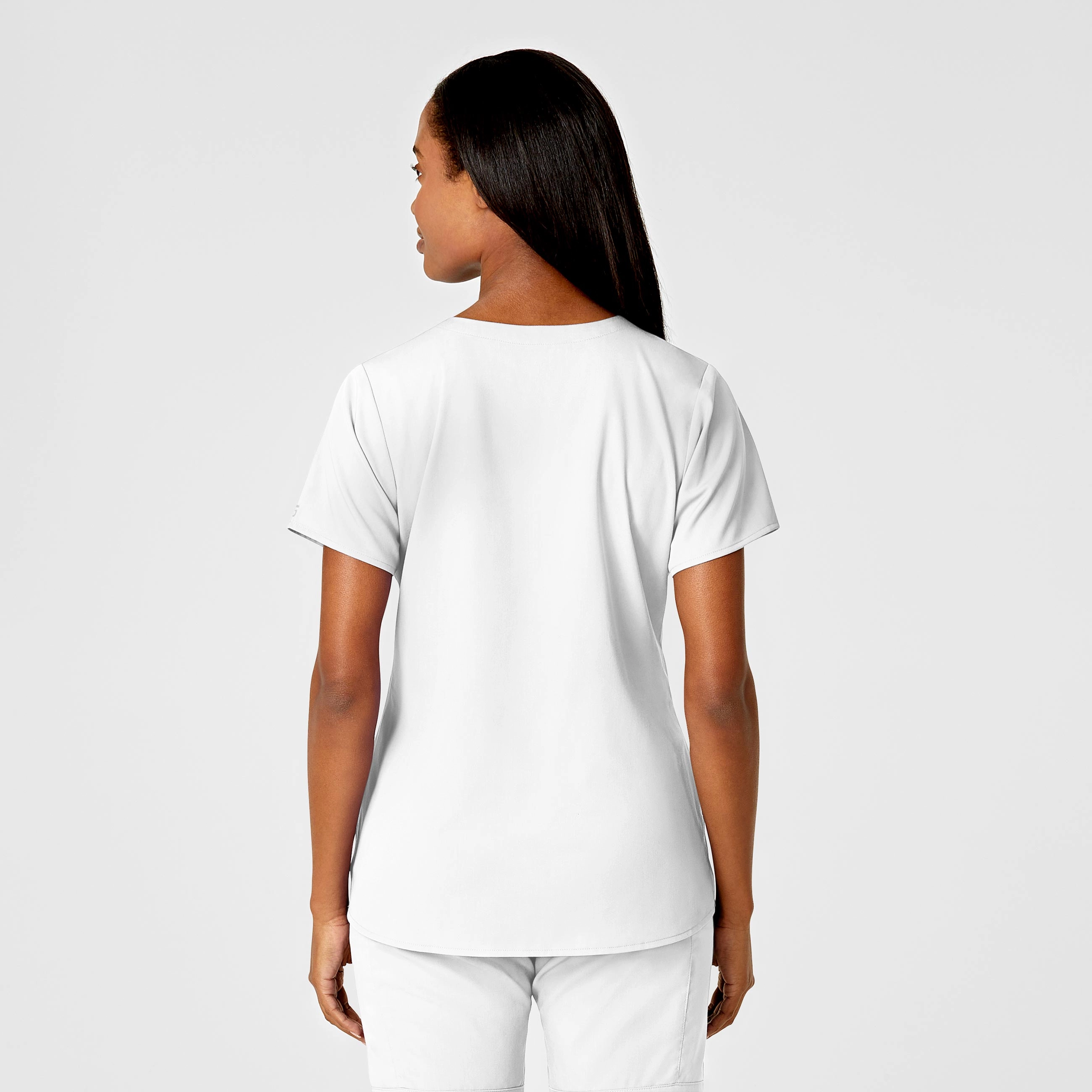 PRO Women's 4 Pocket Notch Neck Scrub Top - White