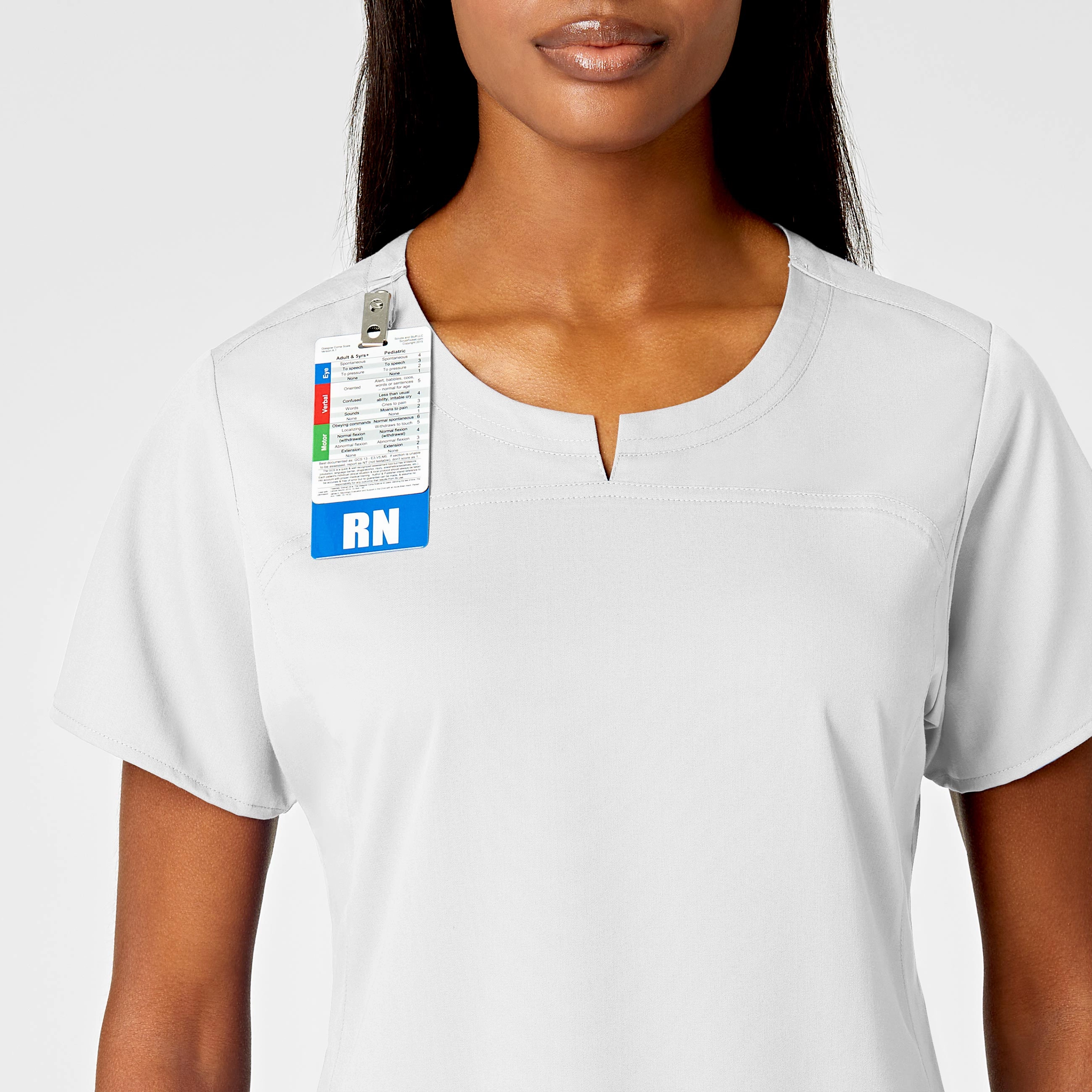 PRO Women's 4 Pocket Notch Neck Scrub Top - White