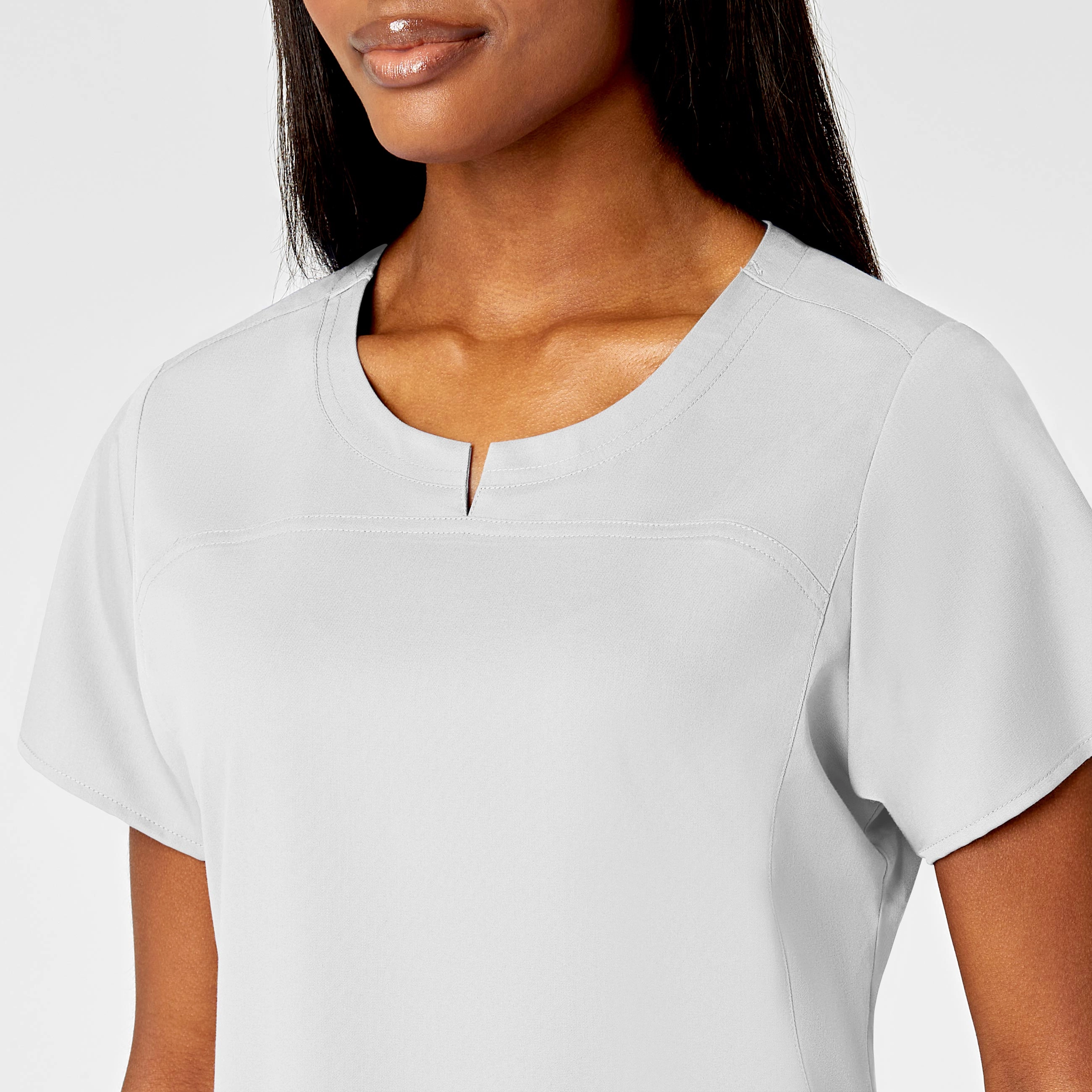 PRO Women's 4 Pocket Notch Neck Scrub Top - White